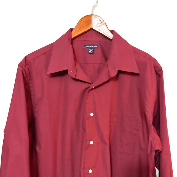 Croft & Barrow Mens Long Sleeve Button-Up Shirt L 16 1/2-17 32/33 Red Cotton Ble - Picture 2 of 7